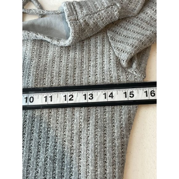 See You Monday Ribbed Knit Fit & Flare Dress Sz L | Gray Long Sleeve Casual - Picture 6 of 11